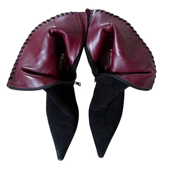 Prada Black Suede Kitten Heel Ankle Boots – Size 40.5 - Picture 4 of 10